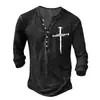 Camiseta de Manga Larga para Hombre de Comercio Exterior Europeo y Americano Transfronterizo Modelo Más Vendido con 7 Botones y Estampado Digital 3D Moda Casual Ropa para Hombre