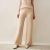 Pantalones anchos de cachemira gruesa para mujer, cintura alta, para uso exterior, 100% cachemira pura, pantalones rectos holgados, pantalones casuales