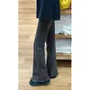 Jeans Acampanados Elásticos con Borde Deshilachado Negros y Grises para Mujer, Nuevo Estilo de Verano, Tallas Grandes, Adelgazantes, Talla Grande, Pantalones Acampanados para Figura de Pera