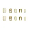 Set de 10 Piezas de Uñas Postizas Hechas a Mano, Pegatinas para Uñas de Nuevo Estilo, Uñas Portátiles con Relieve de Lujo Ligero, Uñas Cortas