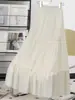 Saia Patchwork de Renda Estilo Francês, Nova Primavera/Verão 2026 Cintura Alta Emagrecedora Cintura Elástica Vazada Saia Evasê para Mulheres