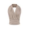 Nuevo Top Corto Sexy de Otoño Temprano 2025, Sexy, Espalda Descubierta, Cuello en V Profundo, Halter, Sin Mangas, Camisola, Cintura Alta