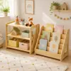Estantería de juguete de madera maciza transfronteriza Estantería de almacenamiento de juguetes para jardín de infancia Montessori Estantería de libros para niños multicapa Organizador de juguetes
