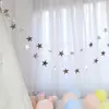 Guirnalda de Estrellas Doradas, Plateadas y Azules Banderines de Cinco Puntas Decoración para Fiesta de Cumpleaños Infantil Escenario de Pared de Fondo