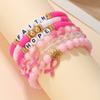 Nuevo Pulsera Elástica Apilada Rosa Moda Estilo Vaquero Occidental Decorada a Mano con Cuentas de Letras de Arcilla Blanda para Mujeres