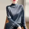 Direto da FábricaCor Sólida Gola Alta Meio Suéter Curto de Tricô Feminino Outono Inverno Novo Estilo Emagrecedor Versátil Hit