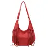 Bolso Hobo de Terciopelo Retro Bohemio con Borlas Transfronterizo Gran Capacidad Piel Suave Bolso de Hombro Único Bolso Cruzado de Moda