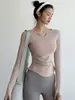 Top de Yoga Cintura Fina Feminino Outono/Inverno Manga Longa Conjunto de Roupa Esportiva para Pilates High-End Lindo Emagrecedor Fitness