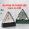 Porta Espiral de Mosquito Triangular de Metal, Bandeja Anti-Pó, Pendurável, Retardante de Chamas, Design Triangular à Prova de Vento