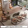 Mesa de Té de Pizarra con Veta de Madera 2025 Nuevo Juego de Té de Gama Alta Estilo Chino Nuevo Tetera Integrada Mesa de Té Totalmente Automática para Oficina