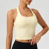 Camiseta Deportiva de Tirantes Cruzados para Mujer, Tejido Cepillado para Yoga, Ajustada, de Secado Rápido, Top Casual para Correr y Fitness, Ropa de Yoga 8819