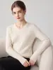 Suéter de cachemira 100% pura con cuello en V para mujer, nuevo estilo otoño e invierno, tejido de ochos, color liso, manga larga, corte ajustado, adecuado para ir al trabajo