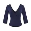 Camiseta de verano para mujer estilo europeo y americano con cuello en V, marca Z, venta al por mayor transfronteriza para mujer, top versátil nuevo de color liso, moda casual ZA