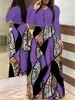 Transfronterizo 200g tributo directo a Europa y América Amazon impresión casual manga larga vestido profundo cruzado comercio exterior mujeres