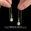 Pendientes Largos Colgantes Estilo Vintage de Mediados de Siglo con Borlas de Circonita, Modernos, Lujo Ligero, Gama Alta, Pendientes Simples y Elegantes
