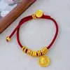 Pulsera tejida hecha a mano para el año de nacimiento, Pulsera de hilo dorado arena rojo al por mayor, Hazte rico inmediatamente, Tejido de bolsa de la suerte del Dios de la Riqueza amarillo