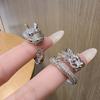 Anillo de grifo de circonita de diamante completo de animal de lujo ligero diseño de nicho femenino personalidad temperamento versátil moda Anillo abierto