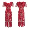 S-4Xl Novo Produto Amazon Vestido de Festa Gatsby Anos 1920 Vestido de Festa Retro com Lantejoulas e Franjas