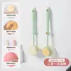 Cepillo de baño dos en uno, cepillo de baño de mango largo y cerdas suaves, toalla de baño, bola de baño, potente cepillo de baño para la espalda