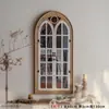 Espelho de corpo inteiro arqueado criativo com acabamento desgastado, espelho com ferragens de ferro forjado vintage, espelho de chão para corpo inteiro, espelho de parede para casa, adesivo de parede, pendurado na parede