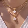 Novo colar com pingente estilo boho europeu e americano, acessórios para joias DIY, cor dourada 18K de longa duração para mulheres