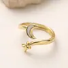 Anillo Abierto Minimalista Aogu Transfronterizo Chapado en Oro de 18K con Forma de Concha, Estrella, Luna y Corazón para Mujer, Anillo Único y Versátil