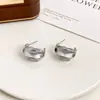 Pendientes Metálicos Texturizados en Forma de C Transfronterizos, Estilo de Nicho Europeo y Americano, Pendientes Versátiles de Moda para Mujer