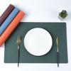 Fábrica de Posavasos Transfronterizos Posavasos de Cuero Estilo Occidental Color Sólido Cuadrado Esterilla Aislante de Calor Posavasos Impermeable para Mesa Posavasos de Cuero de Doble Capa Transfronterizo