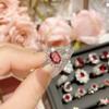 Anillo de camelia de lujo color tesoro imitación rubí para mujer diseño medieval dama cena corindón rojo anillo combinable