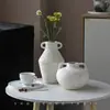 Con orejas binaural blanco retro nostálgico jarrón de cerámica hidropónico hogar sala de estar decoración decoración simple arreglo floral
