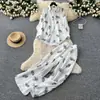 Conjunto de Duas Peças para Mulheres - Camisa Estampada Retrô de Comércio Exterior Transfronteiriço com Calça Wide Leg de Cintura Alta - Moda Casual Outono e Primavera