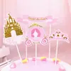 Decoração de Bolo Série Castelo Coração Menina Carruagem Príncipe Princesa Romântico Acrílico Plug-in Festa de Confeitaria Suprimentos