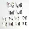 12 mariposas de espejo tridimensionales PET espejo mariposa 3D pegatinas de pared de comercio exterior decoración de dormitorio sala de estar estudio