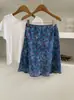 Falda Larga de Gasa Floral de Cintura Alta para Mujer, Estilo de Nicho de Verano, Elegante Falda de Cola de Pescado Estilo Pintura al Óleo