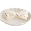 Presilha de Banana com Laço Duplo de Bolinhas Brancas Estilo Coreano Ins, Elegante e Delicada Prendedor Torcido de Renda para Rabo de Cavalo Alto Meio Preso