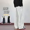 Calça de moletom com cós color block personalizado/americano moderno, perna reta, caimento pesado, para homens e mulheres, solta e modeladora para o outono, estilo esportivo casual