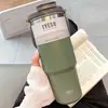 Taza de café de acero inoxidable, taza térmica, taza grande con popote, vaso de agua de aspecto elegante para niñas, vaso para hielo que mantiene el frío para hombres