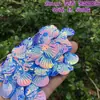 Escama de Dragón Sirena Iridiscente Concha Grande 40mm Lentejuelas Plegadas DIY Siete Colores Deslumbrante Escama de Pez Forma de Abanico Cuentas