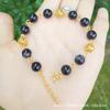 Pulsera chapada en oro Pulsera de eslabones de carretera de calcedonia de piedra ojo de gato para mujer, accesorios de pulsera chapada en oro, pulsera ajustable al por mayor