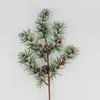 Ramas de Pino con Frutos Rojos Artificiales Simulados de Tres Puntas Cinco Puntas Plantas Simuladas Decoración Artesanal Navideña de Bodas Ramas de Pino con Frutos Rojos Simulados