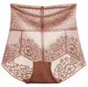 Pantis de Encaje de Cintura Alta Transfronterizos, Huecos Sexy Transparentes Sin Costuras Tallas Grandes Levanta Glúteos Algodón Puro en la Entrepierna Calzones para Mujer