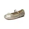 Sapatos Mary Jane Franceses Suaves Personalizados para Mulheres com Laço Tira Única Bico Baixo Estilo Ballet Sapatilhas Tamanho Grande Calçados Femininos