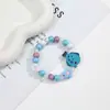 Polvo Dorado Cuentas de Madera Impresión a Doble Cara Pez Pequeño Acrílico Cuentas de Colores Pulsera para Niños Pulsera Colorida de Niña Linda
