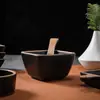 Plato pequeño de melamina de dos compartimentos tres compartimentos barbacoa coreana negro plato pequeño de dos compartimentos plato para condimentos plato para salsas comercial