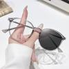 Gafas de Colores con Montura Ovalada Ultraligera para Mujer Sin Maquillaje, Look Adelgazante Gafas Planas de Montura Grande, Tendencia Coreana Gafas Planas de Colores que Cambian de Color con Luz Azul