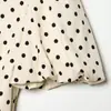 Vestido Elegante de Estilo Francés Suave para Mujer, Nuevo Estilo 2026, Europeo y Americano Transfronterizo, Hueco, Lunares, Manga Abullonada, Ajustado