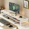Escritorio para e-sports, soporte para monitor de computadora de escritorio, escritorio extendido de doble capa, estante de almacenamiento debajo de la pantalla, bandeja para teclado