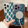 Adequado para Apple 17Promax Capa de Celular Magnética Azul Lightning de Tela Cheia Iphone17 Capa Dura 16 Nicho