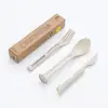 Juego portátil de vajilla de trigo de tres piezas Juego de vajilla de paja de trigo Tazón Taza plato plato palillos tenedor palillos trigo juego de seis piezas