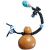 Mini calabaza de vino portátil vintage natural de boca abierta, colgante de calabaza pequeño recargable, recipiente para frasco de medicina, anti-fugas de cera de abeja